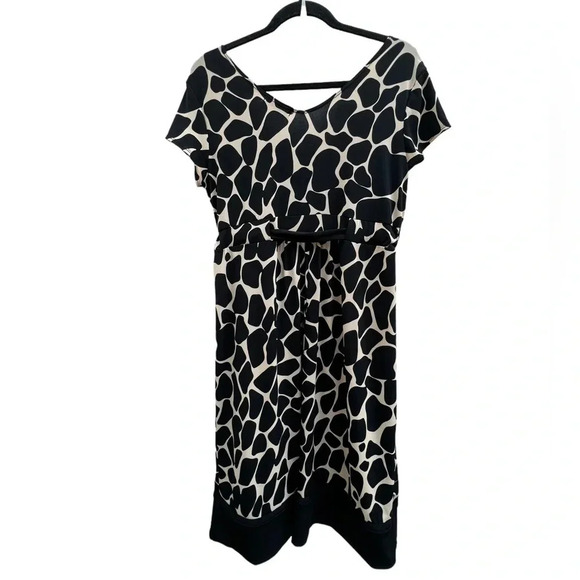 Volume One Animal Print Size Large Dress Tie at Waist Black Tan - Picture 5 of 5